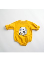 MILANCEL Spring 2022 Children's Underwear Baby Girls Long Sleeve Cartoon One-piece Clothing Set