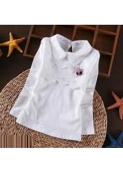 Spring Autumn Winter Girls Blouse Teen Girls Shirts Tops Cotton Lace Long Sleeve Girls Tops Shirt Kids Clothes For Kids