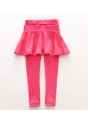 girls leggings baby girls skirt-pants baby fleece pants girls spring/autumn warm pants 2-7 years old girls pants with little dot