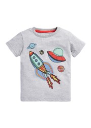 Little maven summer kids t-shirt short sleeve clothes discoloration sequin shark knitting beach casual cotton clothes 2-7years