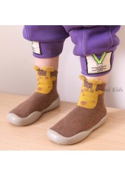 Baby First Shoes Baby Girls Newborn Knitwear Socks Warm Infant Winter Shoes Fox Rabbit Cartoon Kids Boy Casual Shoes 2021