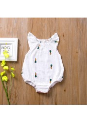 Summer Newborn Infant Baby Girls Romper Gauze Cotton Linen Baby Romper Playsuit Jumpsuit Fashion Baby Clothes