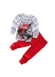 Children's Clothing Set Boys Sleepwear Kids Clothes Spider Pajamas Set Baby Girls Cotton Cartoon Pajamas Spring Autumn Pajamas