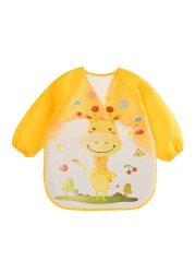 0-3Y Baby Bibs Cute Cartoon Animals Waterproof Children Colorful Bib Full Sleeve Bibs Children Apron Long Sleeve Feeding Bibs