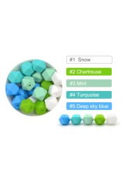 luvka 10pcs Silicone Beads Food Grade 14mm Hexagon Baby Teether Baby Teething Toy BPA Free Pendant Pacifier Pendant DIY