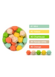 luvka 10pcs Silicone Beads Food Grade 14mm Hexagon Baby Teether Baby Teething Toy BPA Free Pendant Pacifier Pendant DIY