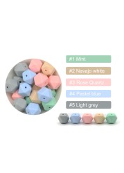 luvka 10pcs Silicone Beads Food Grade 14mm Hexagon Baby Teether Baby Teething Toy BPA Free Pendant Pacifier Pendant DIY