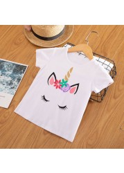 Kids Girl T-shirt Summer Baby Girls Cotton Tops Toddler T-shirt Children's Clothing Unicorn Clothes T-shirt Short Sleeve Clothes