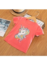 Kids Girl T-shirt Summer Baby Girls Cotton Tops Toddler T-shirt Children's Clothing Unicorn Clothes T-shirt Short Sleeve Clothes