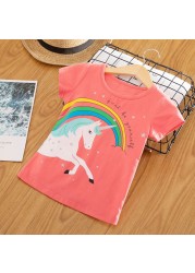 Kids Girl T-shirt Summer Baby Girls Cotton Tops Toddler T-shirt Children's Clothing Unicorn Clothes T-shirt Short Sleeve Clothes