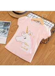 Kids Girl T-shirt Summer Baby Girls Cotton Tops Toddler T-shirt Children's Clothing Unicorn Clothes T-shirt Short Sleeve Clothes