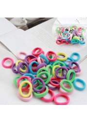 Girls 50pcs Colorful Nylon Small Elastic Hair Bands Hair Accessories Ponytail Holder Children Scrunchie Headband Kids Hair