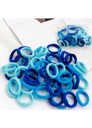 Girls 50pcs Colorful Nylon Small Elastic Hair Bands Hair Accessories Ponytail Holder Children Scrunchie Headband Kids Hair