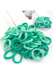 Girls 50pcs Colorful Nylon Small Elastic Hair Bands Hair Accessories Ponytail Holder Children Scrunchie Headband Kids Hair