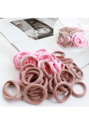 Girls 50pcs Colorful Nylon Small Elastic Hair Bands Hair Accessories Ponytail Holder Children Scrunchie Headband Kids Hair