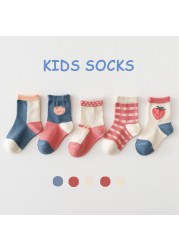 5 Pairs Cotton Kids Warm Socks Winter Socks For Baby Girls Cute Cartoon Newborn Toddler Casual Sports Socks Boys Socks 0-12 Years