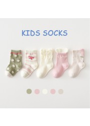 5 Pairs Cotton Kids Warm Socks Winter Socks For Baby Girls Cute Cartoon Newborn Toddler Casual Sports Socks Boys Socks 0-12 Years