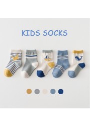 5 Pairs Cotton Kids Warm Socks Winter Socks For Baby Girls Cute Cartoon Newborn Toddler Casual Sports Socks Boys Socks 0-12 Years