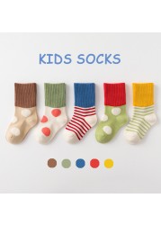 5 Pairs Cotton Kids Warm Socks Winter Socks For Baby Girls Cute Cartoon Newborn Toddler Casual Sports Socks Boys Socks 0-12 Years