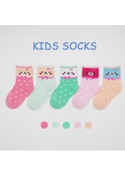 5 Pairs Cotton Kids Warm Socks Winter Socks For Baby Girls Cute Cartoon Newborn Toddler Casual Sports Socks Boys Socks 0-12 Years