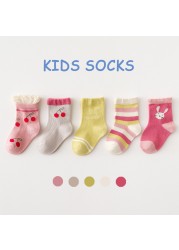 5 Pairs Cotton Kids Warm Socks Winter Socks For Baby Girls Cute Cartoon Newborn Toddler Casual Sports Socks Boys Socks 0-12 Years