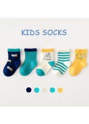 5 Pairs Cotton Kids Warm Socks Winter Socks For Baby Girls Cute Cartoon Newborn Toddler Casual Sports Socks Boys Socks 0-12 Years