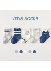 5 Pairs Cotton Kids Warm Socks Winter Socks For Baby Girls Cute Cartoon Newborn Toddler Casual Sports Socks Boys Socks 0-12 Years