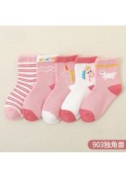 5 Pairs Cotton Kids Warm Socks Winter Socks For Baby Girls Cute Cartoon Newborn Toddler Casual Sports Socks Boys Socks 0-12 Years