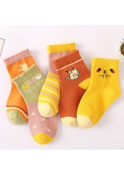 5 Pairs Cotton Kids Warm Socks Winter Socks For Baby Girls Cute Cartoon Newborn Toddler Casual Sports Socks Boys Socks 0-12 Years