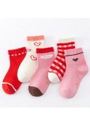 5 Pairs Cotton Kids Warm Socks Winter Socks For Baby Girls Cute Cartoon Newborn Toddler Casual Sports Socks Boys Socks 0-12 Years