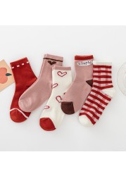 5 Pairs Cotton Kids Warm Socks Winter Socks For Baby Girls Cute Cartoon Newborn Toddler Casual Sports Socks Boys Socks 0-12 Years