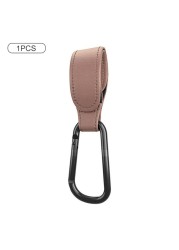 PU Leather Baby Stroller Hook Bag Hanging Bags Holder 360 Degree Rotate Pram Stroller Velcro Organizer Strap Stroller Accessories