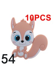 10pcs Silicone Squirrel Baby Teether Cartoon Rodent Necklace Bpa Free Nursing Small Animal Newborn Chew Teething Necklace Toys