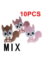 10pcs Silicone Squirrel Baby Teether Cartoon Rodent Necklace Bpa Free Nursing Small Animal Newborn Chew Teething Necklace Toys