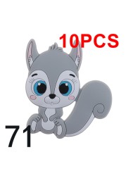 10pcs Silicone Squirrel Baby Teether Cartoon Rodent Necklace Bpa Free Nursing Small Animal Newborn Chew Teething Necklace Toys