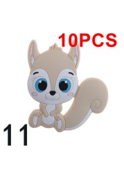 10pcs Silicone Squirrel Baby Teether Cartoon Rodent Necklace Bpa Free Nursing Small Animal Newborn Chew Teething Necklace Toys