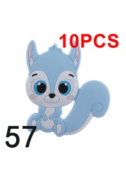 10pcs Silicone Squirrel Baby Teether Cartoon Rodent Necklace Bpa Free Nursing Small Animal Newborn Chew Teething Necklace Toys