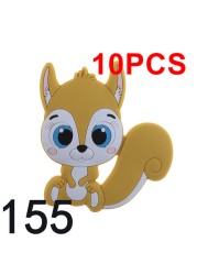 10pcs Silicone Squirrel Baby Teether Cartoon Rodent Necklace Bpa Free Nursing Small Animal Newborn Chew Teething Necklace Toys