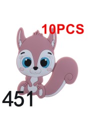 10pcs Silicone Squirrel Baby Teether Cartoon Rodent Necklace Bpa Free Nursing Small Animal Newborn Chew Teething Necklace Toys