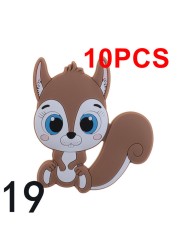 10pcs Silicone Squirrel Baby Teether Cartoon Rodent Necklace Bpa Free Nursing Small Animal Newborn Chew Teething Necklace Toys