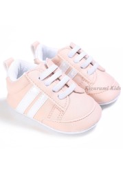 Soft Sole Leather Striped Boy Shoes Baby Girl Shoes Children Sport Running Shoes Newborn Baby First Walkers Toddler Kids Sneaker