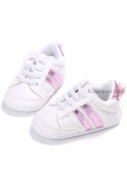 Soft Sole Leather Striped Boy Shoes Baby Girl Shoes Children Sport Running Shoes Newborn Baby First Walkers Toddler Kids Sneaker