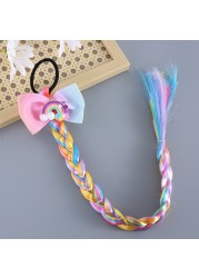 Princess Wig Ropes Cute Girls Princess Twist Hair Pieces Elastic Hair Bands Ponytail Headwear Elsa Unicorn Baby Hair Accessories