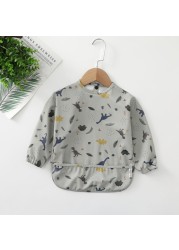 Easy to Wear Long Sleeve Baby Bib Baby Soft PU Bibs Painting Waterproof Meals Protection Washable Easy Clean Smock for Babies