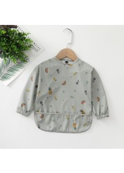 Easy to Wear Long Sleeve Baby Bib Baby Soft PU Bibs Painting Waterproof Meals Protection Washable Easy Clean Smock for Babies