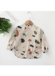 Easy to Wear Long Sleeve Baby Bib Baby Soft PU Bibs Painting Waterproof Meals Protection Washable Easy Clean Smock for Babies