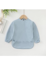 Easy to Wear Long Sleeve Baby Bib Baby Soft PU Bibs Painting Waterproof Meals Protection Washable Easy Clean Smock for Babies