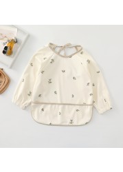 Easy to Wear Long Sleeve Baby Bib Baby Soft PU Bibs Painting Waterproof Meals Protection Washable Easy Clean Smock for Babies