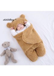 Soft Newborn Baby Wrap Blankets Baby Sleeping Bag Envelope for Newborns Sleeping Bag Cotton Thicken Cocoon for 0-9 Months Baby