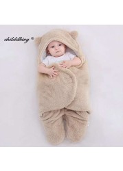 Soft Newborn Baby Wrap Blankets Baby Sleeping Bag Envelope for Newborns Sleeping Bag Cotton Thicken Cocoon for 0-9 Months Baby